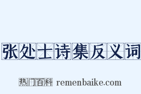张处士诗集反义词是什么意思的图片
